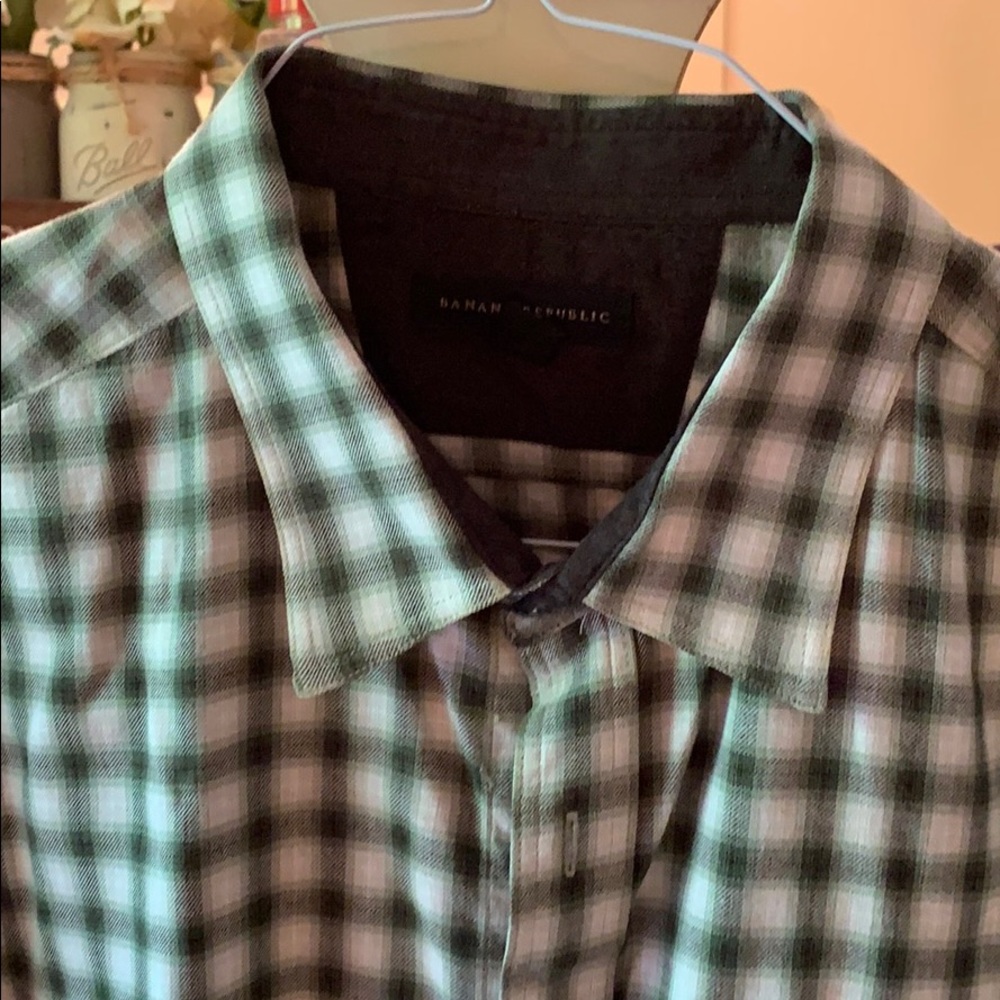 Green plaid button down - Picture 2 of 3